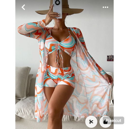 Bikini Azul con Naranja